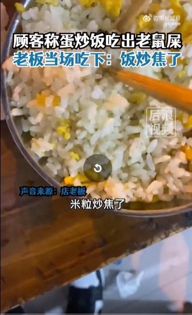 淡定吃掉炒飯內「老鼠屎」...餐廳老闆堅稱：只是米飯燒焦
