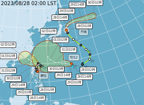 3颱共舞！蘇拉「午後轉強颱」今晚8點半發海警　9/1恐有藤原效應