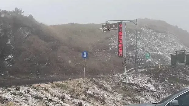 影/合歡山下雪了！一片白蓋邊坡民眾嗨翻　她凌晨上山等7hrs就追到雪