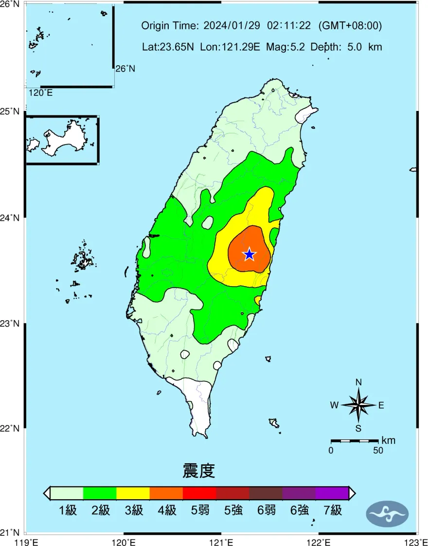 花蓮凌晨「板塊擠壓」連6震！　氣象署示警：3天內恐有規模4以下餘震