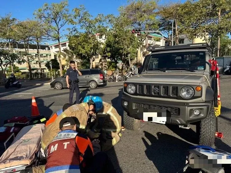 快訊/台南北門嚴重車禍！機車阿北路口與吉普車相撞　OHCA送醫搶命中