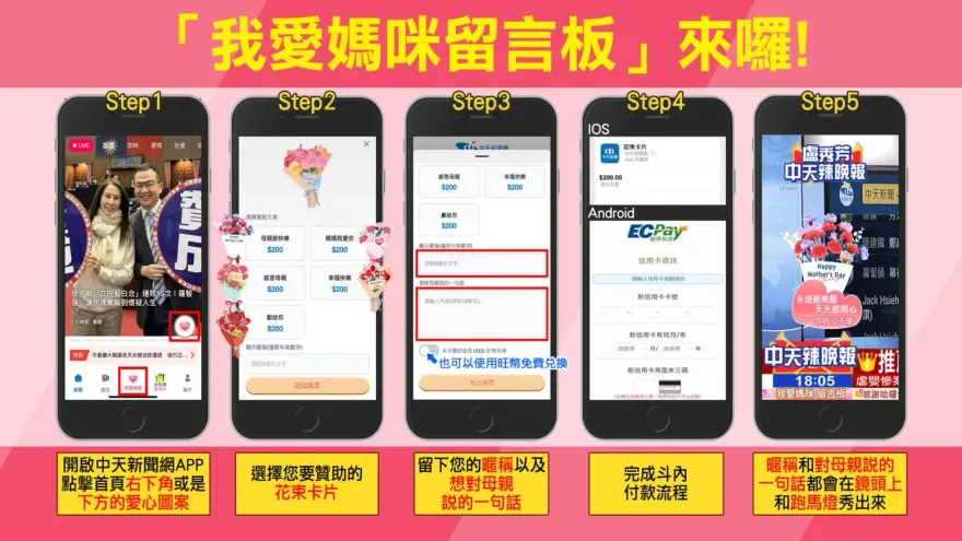 中天新聞APP推出「我愛媽咪留言板」活動　邀您一同秀出對媽媽的愛