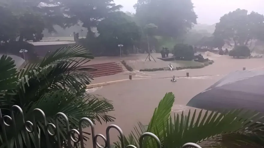 朱銘美術館遭「暴雨淹沒」！館區汪洋一片成「蓄水池」　多藝術品泡水損失恐天價