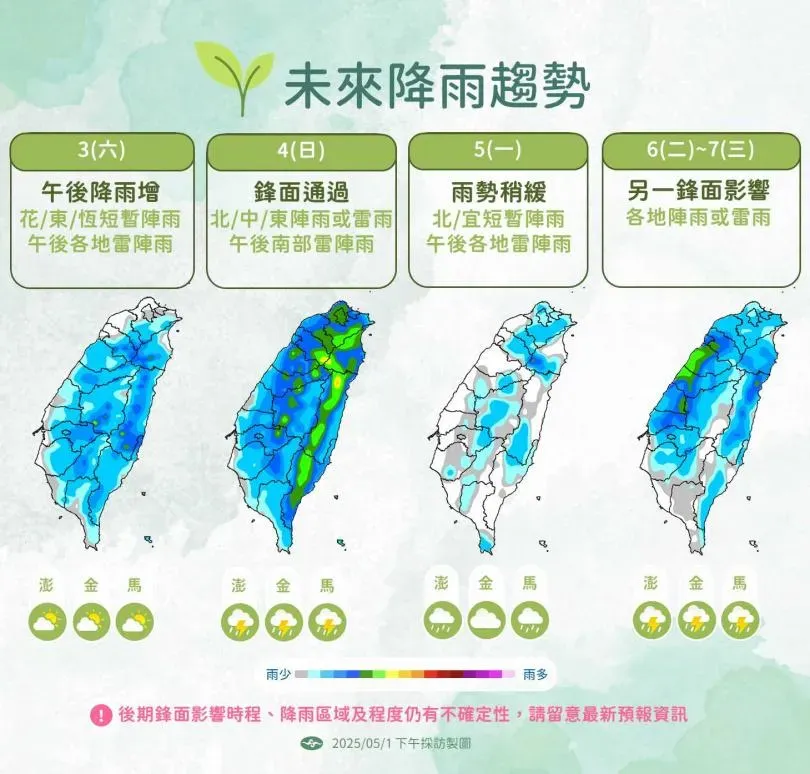 變天了！梅雨鋒面周日報到　下周「雷雨再連炸3天」