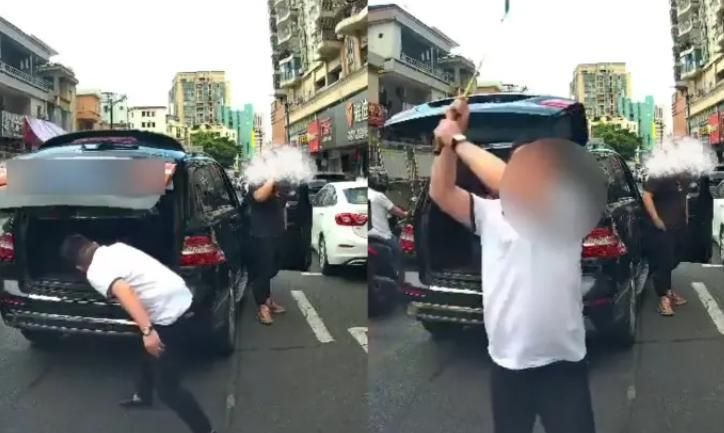 囂張！陸賓士男不爽被擋路　高球桿狂砸對方車嗆「去死」