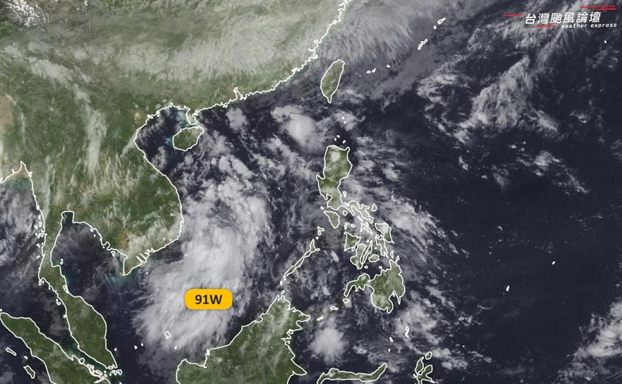 明中部以北、東半部恐有強降雨！　熱帶擾動91W携水氣北上