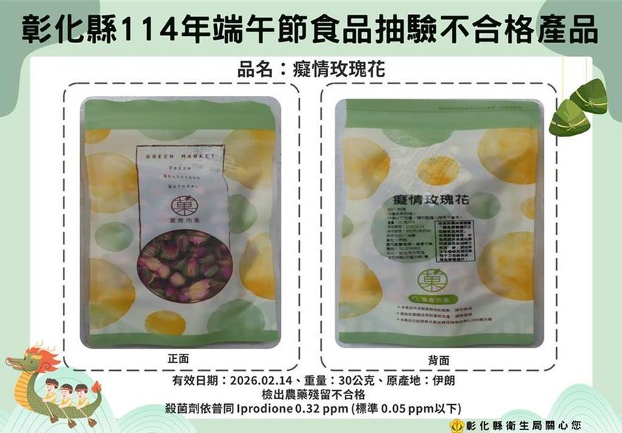 彰縣抽檢75件端午食品　伊朗「癡情玫瑰花」遭揪農藥超標