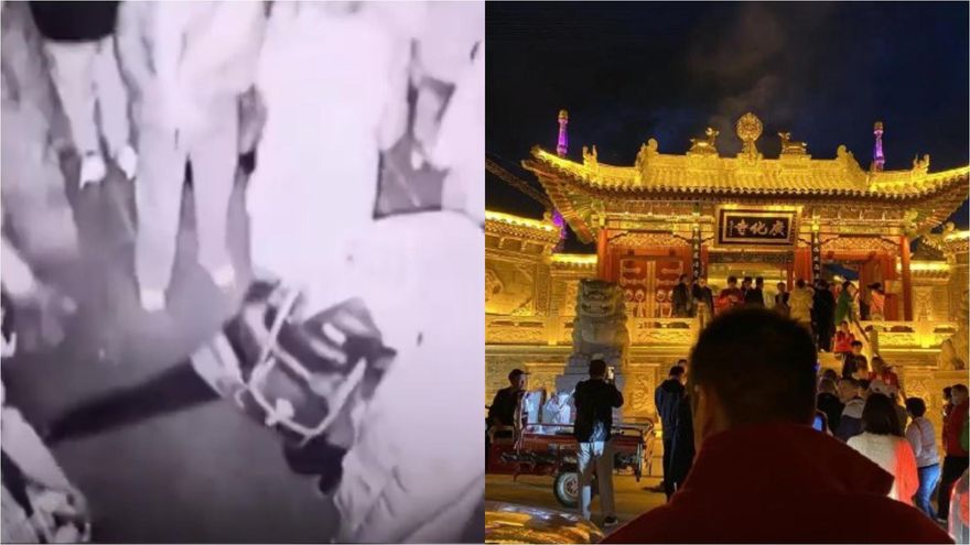 影/「狂踹廟門」！五台山廣化寺夜間未開放　大批香客零下20℃硬闖參拜