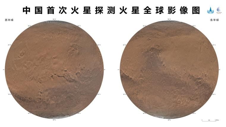 陸首發火星全球影像圖　天問一號環繞器歷時8個月拍攝