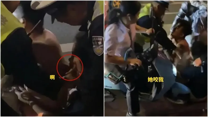 影/「她咬我」！行車糾紛引爭執　女子當街狠咬掉對方「一塊肉」