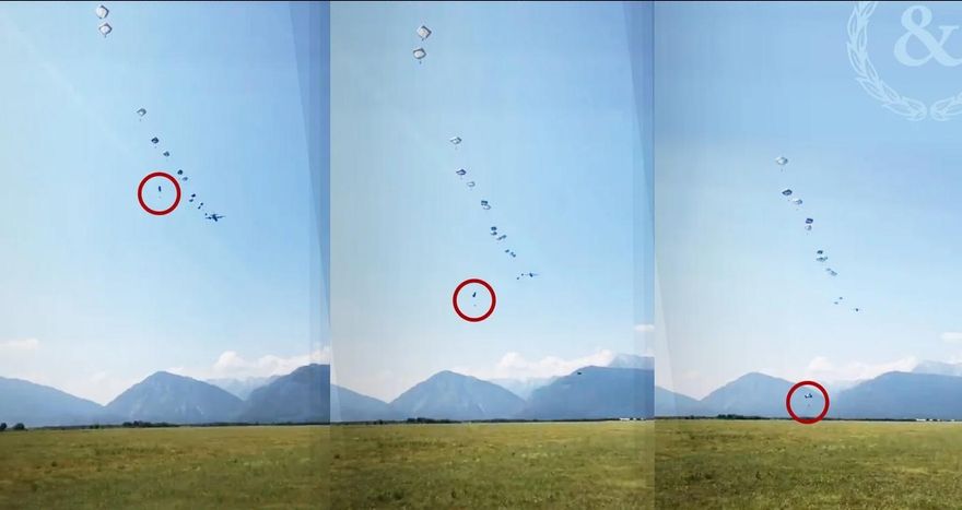 影／太驚險！垂直降落！美軍士兵跳傘突遇主傘故障　15秒自由落體