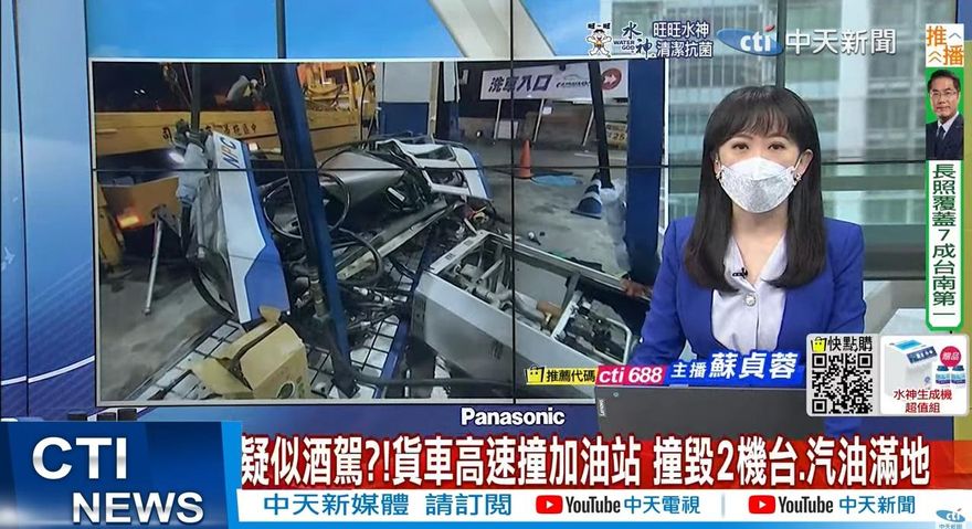 高速開進加油站！貨車「搖晃衝刺」撞爛加油機　6旬司機呼氣…酒測值超標GG