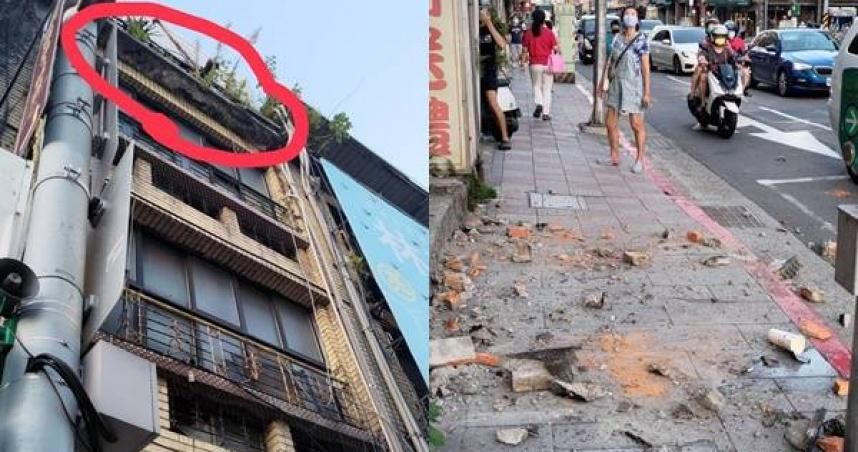 大稻埕老屋「水泥磚剝落」！滿天塵土覆蓋人行道　她遭砸頭部撕裂→濺血送醫