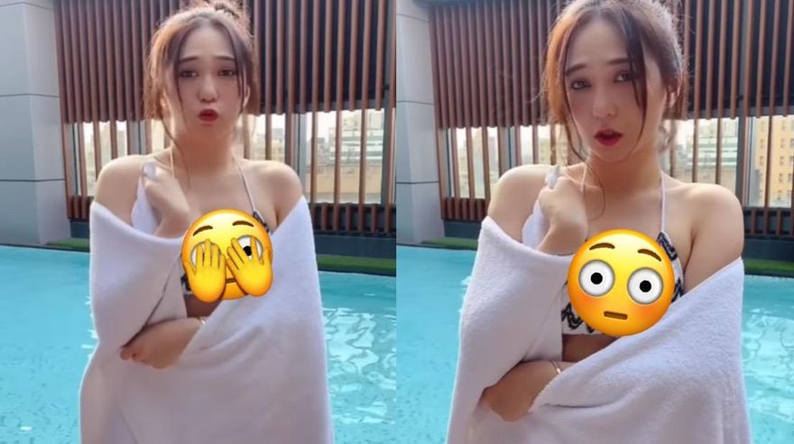 「成人版妙麗」脫了！游泳上岸皮皮剉　掀浴巾洩北半球…羞喊：擠一下就有了