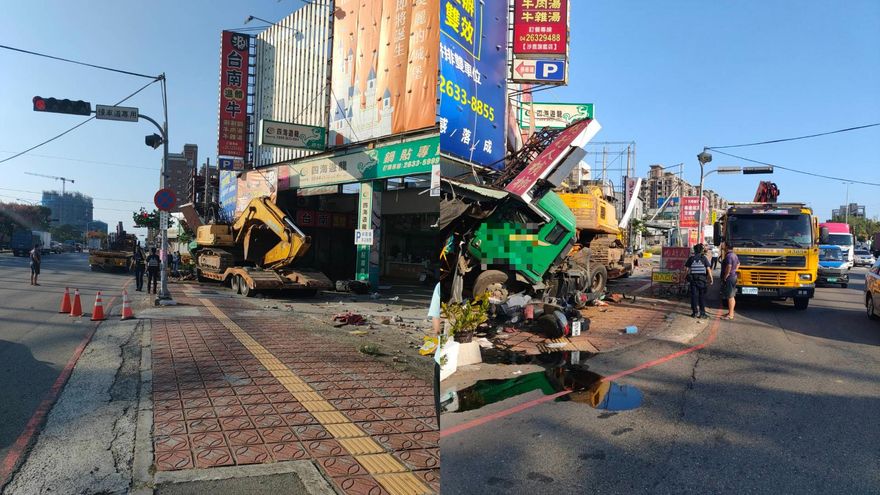 台中沙鹿驚傳聯結車事故！疑煞車故障失速撞人行道　駕駛跳車受傷