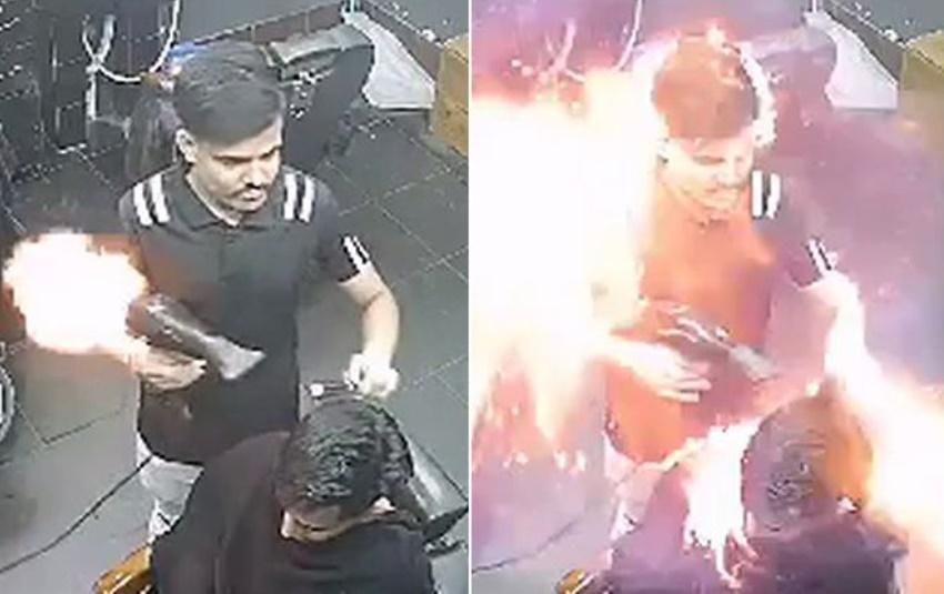髮型師、顧客淪火球！吹風機爆炸「理髮店秒陷火海」　惡火纏身畫面曝