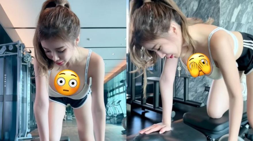 【影】「正妹DJ」解放車頭燈！跪地重訓掀「F級乳震」　嬌喊：可以訓我嗎？