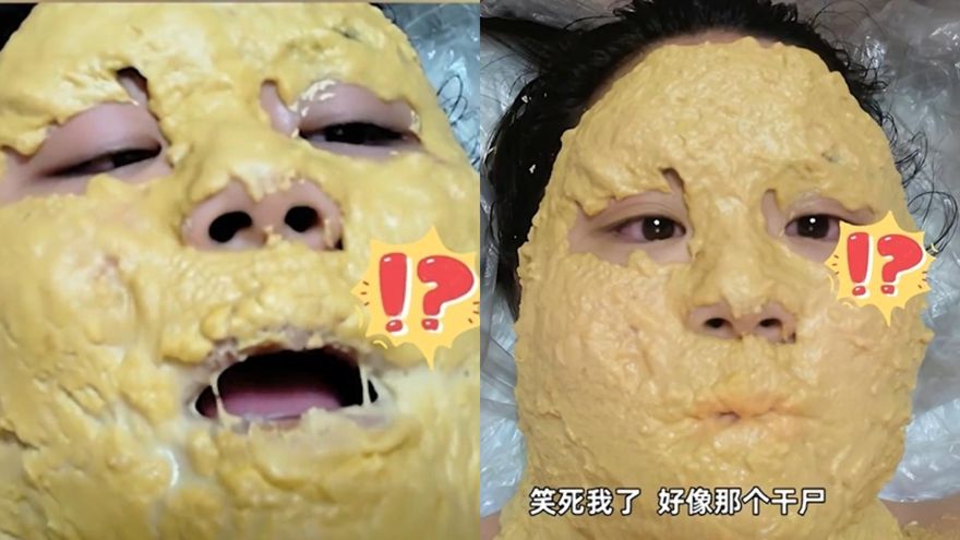 【影】發燒不退媽媽用獨家秘方…臉抹麵糊「攤大餅」降溫　網笑翻：想知道能吃嗎？