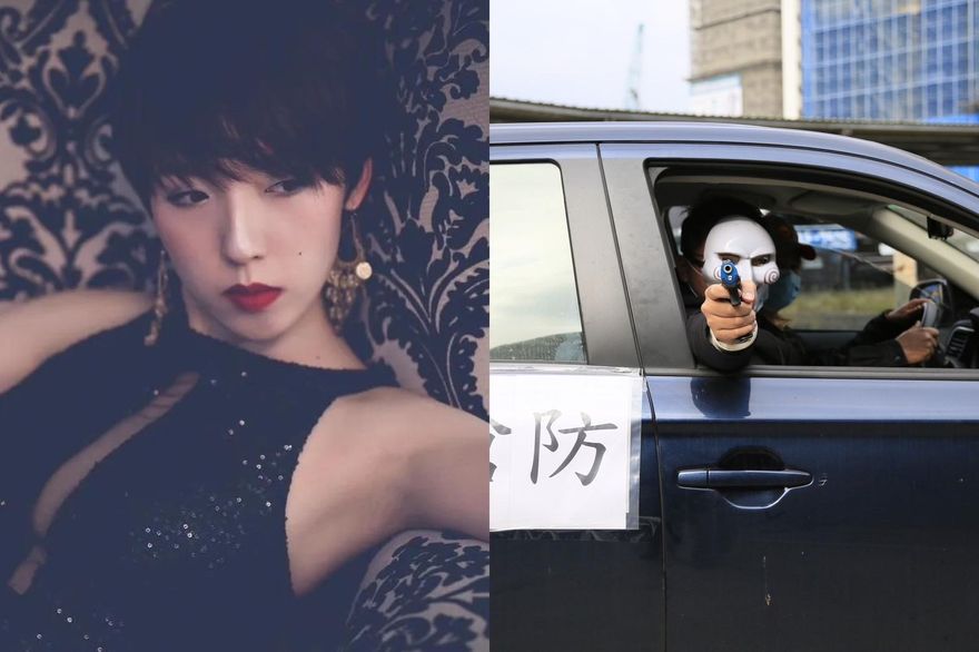 影/防搶演習好用心！新北海山菜鳥警帥扮「奪魂鋸」　彰化9頭身「桂綸鎂」化身缺錢網紅