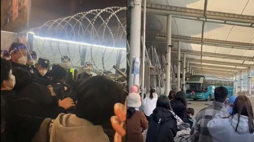 影/等不及1/8免隔離！回國陸客不想「5+3」硬闖遭拉走　傳廣州白雲機場爆警民衝突