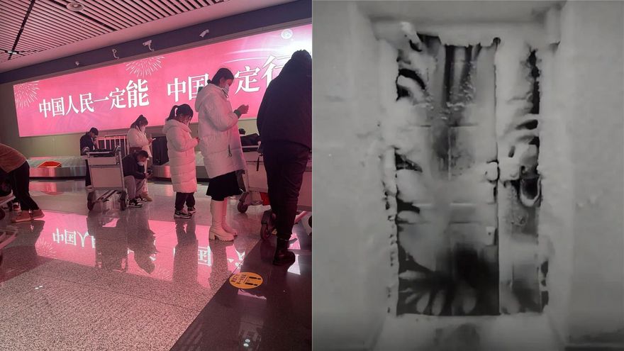 黑龍江-53度有多冷？艙門冰封旅客等嘸行李　回娘家大門成「冷凍庫」