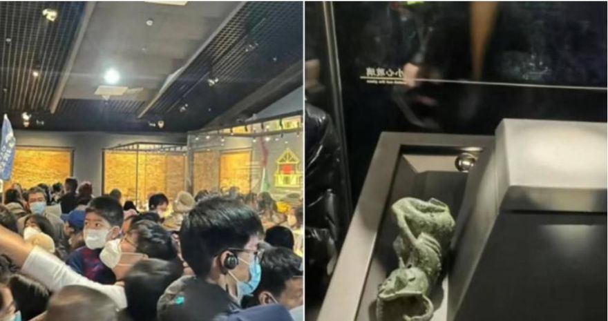 三星堆博物館擠爆…遊客打起來「撞倒千年青銅像」