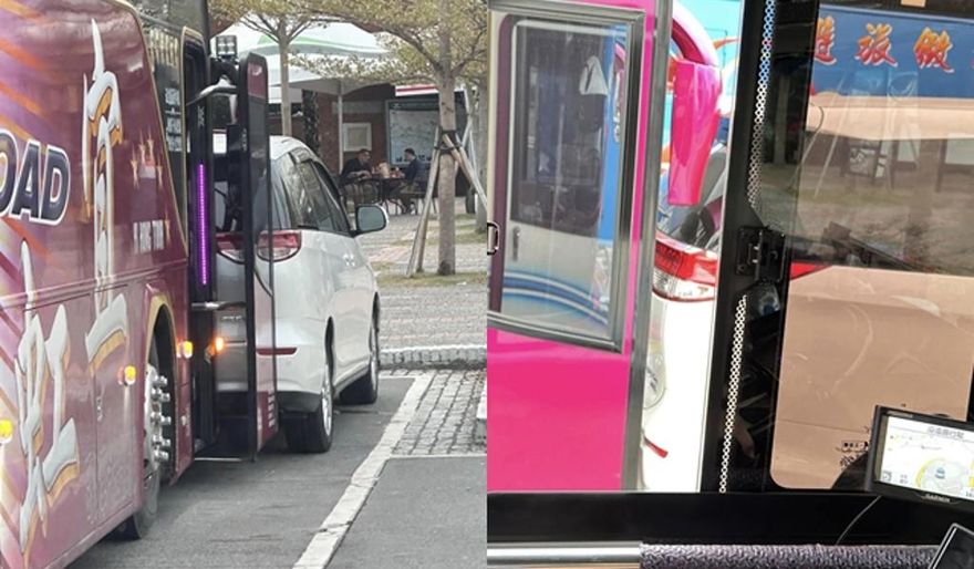 小車佔用大車專用格　驚見遊覽車「緊貼」制裁！他發文勸世