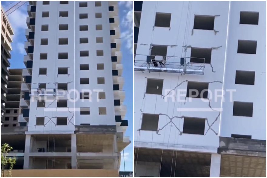 影/土耳其強震大樓現裂縫　建商不補強竟派工人塗抺外牆「粉飾太平」