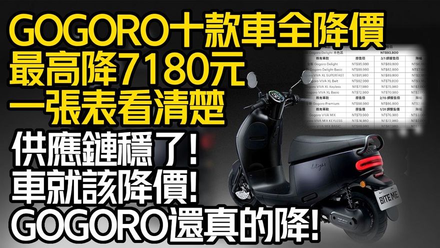 影/【中天車享家】供應鏈穩了車就該降價！GOGORO真的降了！　原來是這原因
