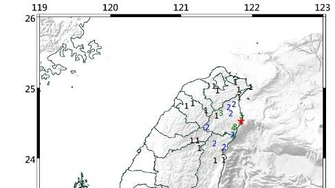 快訊/地牛翻身！宜蘭南澳19:25發生規模4.1地震　最大震度4級