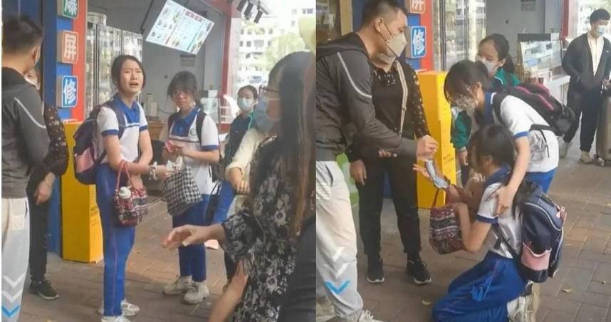 影/老婦撿錢拒歸還女學生當街急哭下跪　路人塞錢了事稱「當作沒發生」