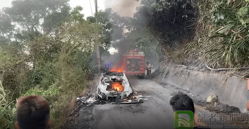 影/廖老大又出事啦！車隊賽車山路奔馳突「火燒車」　整輛燒光光只剩骨架