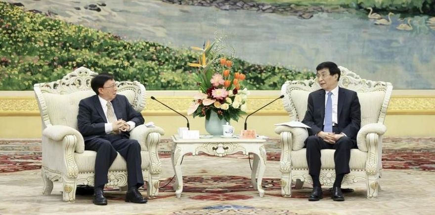 對台「二把手」全國政協主席王滬寧會見劉兆玄 籲加強兩岸交流