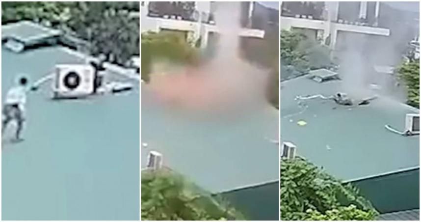 越版絕命終結站！工人修冷氣「緩步靠近」碰一聲大爆炸　「屋頂開洞」他死了