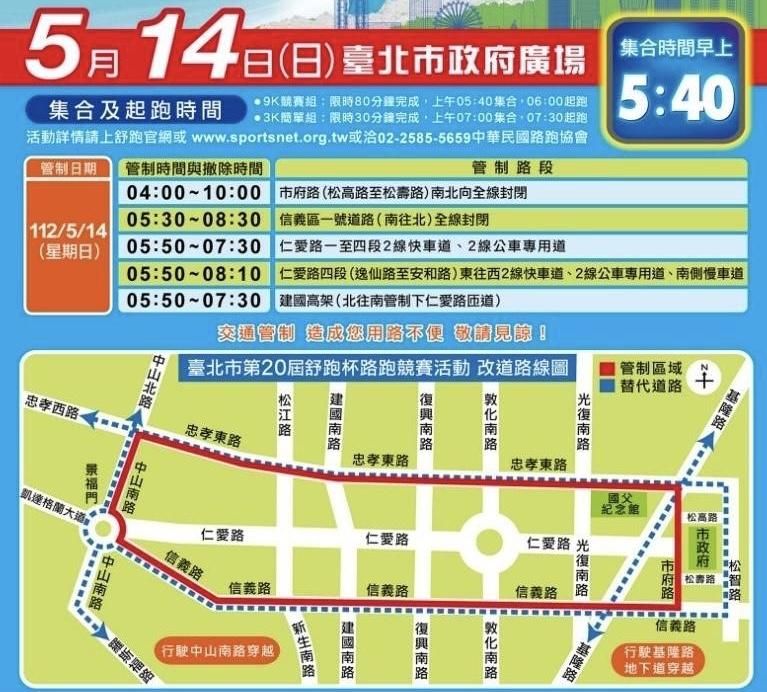 「舒跑杯路跑競賽」週日登場　北市警交通管制資訊看這裡