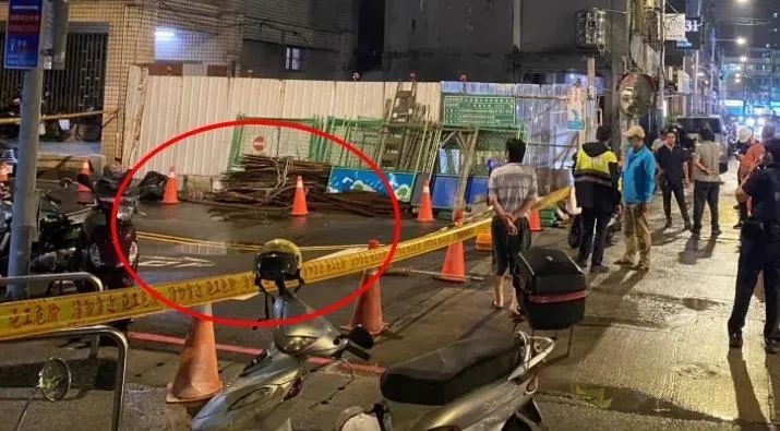 快訊/板橋江子翠建案工地旁路面凹陷　現場灌漿回填警交管中