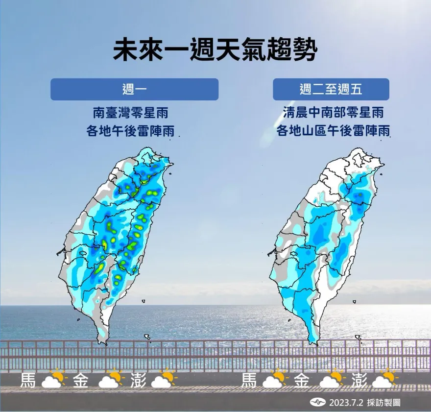 明日午後雷雨彈繼續炸！一地區「雨勢猛烈」和今天一樣大