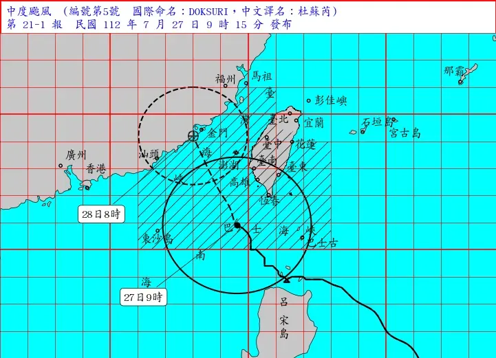 杜蘇芮動向/今天最迫台！台中以南警戒　南部午後風雨增強、東部豪大雨