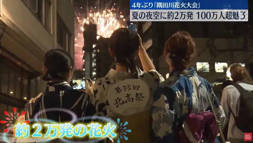 影/隅田川花火大會2萬發煙火照亮夜空　吸引超過百萬人到場