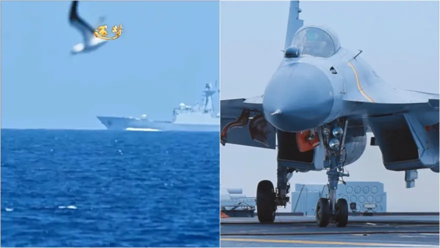 影/陸山東艦穿越台灣海峽畫面首公開　殲15掛彈起飛「隨時準備作戰」