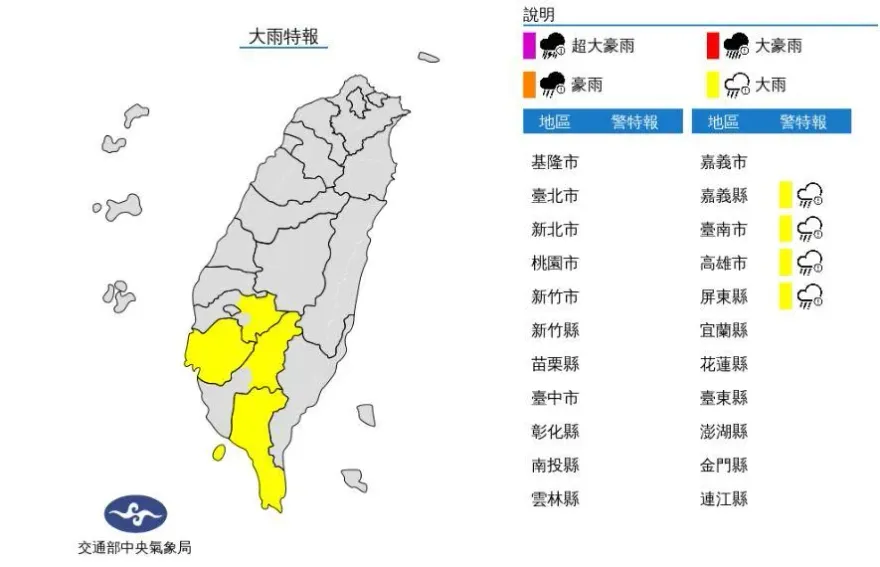 快訊／雨彈又來了！4縣市「大雨特報」　警戒區域曝