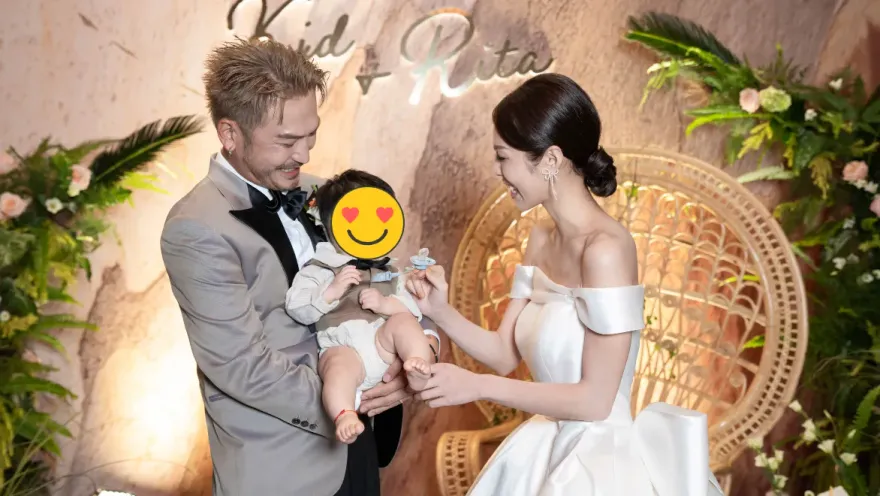 萌兒當花童！KID婚紗照曝光　雙十甜喊「娶到一整個家」
