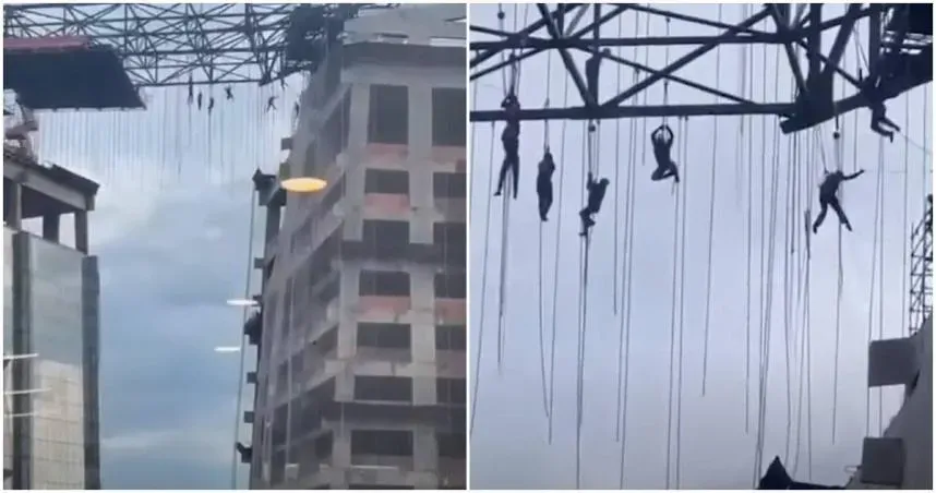 大樓結構突坍塌！8工人懸掛「140公尺高空」垂死掙扎　1人撐不住墜地亡