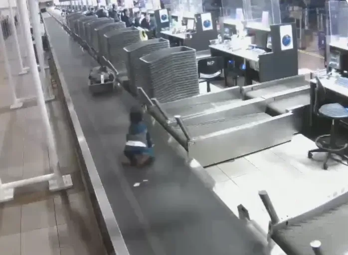 影/智利機場不平靜！3歲男童闖行李輸送帶差點被送上機　女子全裸大鬧航廈