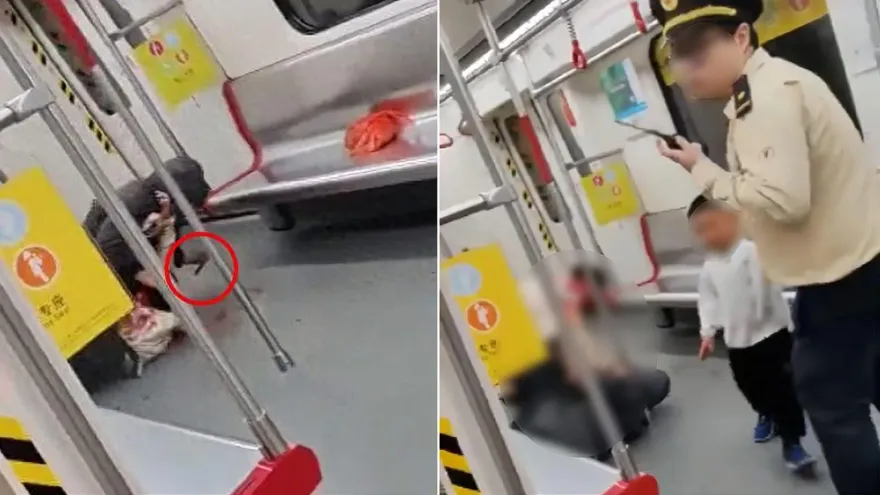 影/地鐵濺血！乘車被孩子撞到爆衝突…他持刀捅家長　男童嚇壞哭喊「爸爸」