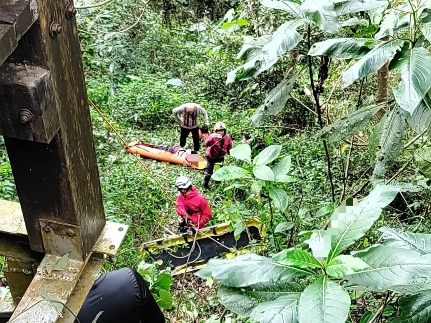 影/阿里山73歲老翁墜橋！跌落約5米深邊坡　警消吊掛救援