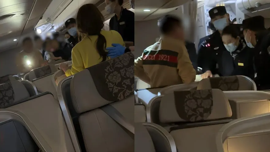 影/買2張頭等艙想坐3人被拒...GUCCI男大鬧2.5小時　致航班取消300人改簽