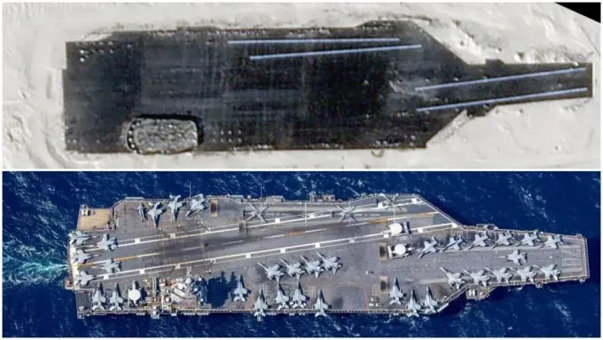 瞄準美軍「福特號」！陸疑在新疆沙漠造「陸地航母」靶艦　相似度「90%以上」