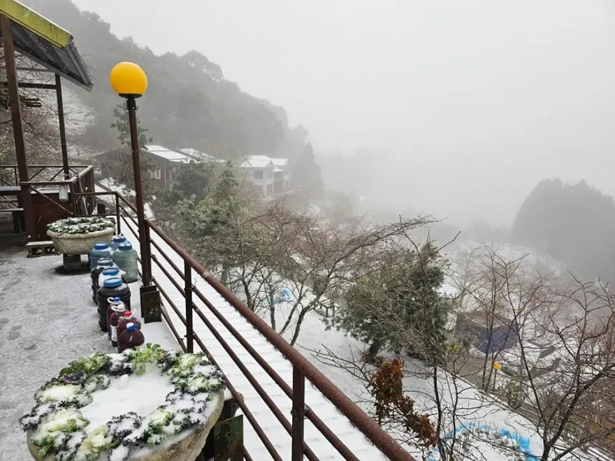 細雪攻陷拉拉山！桃園復興區「3里宣布停班課」　現場畫面曝光