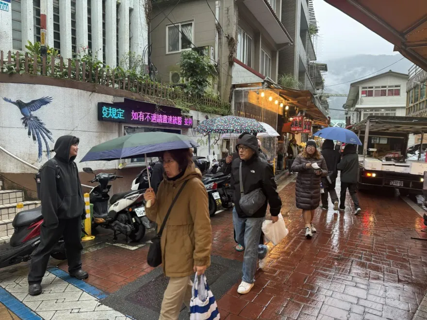 影/追雪族沒轉移！烏來老街冷清清　韓旅遊團：對賞雪無感